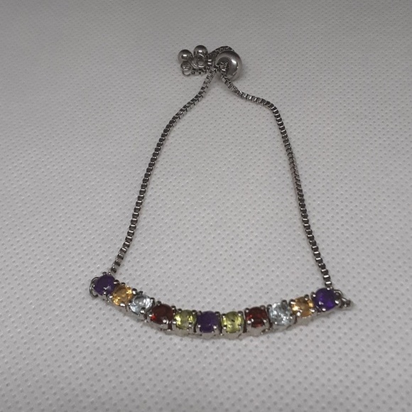 Mutli Gemstone Bolo Bracelet in Sterling silver - Picture 2 of 7